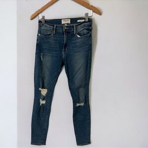 FRAME Le High Skinny Distressed High Rise Denim Jeans Size 27